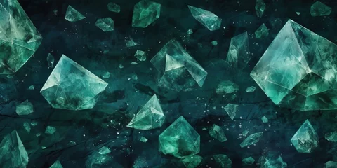 Poster Kryptonite crystals stargazing texture pattern. Blurred pattern of green kriptonite stone macro mineral for background. Generative AI © InspiringMoments