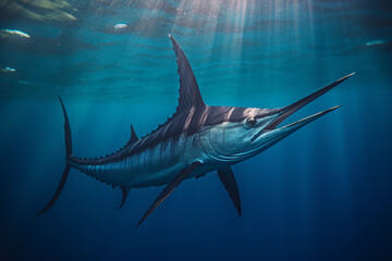  Swordfish in nature, national geography, Wide life animals. AI Generated. - obrazy, fototapety, plakaty