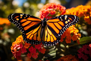 monarch butterfly on flower - obrazy, fototapety, plakaty