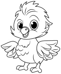 Chick doodle coloring page for children