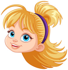 Cute blonde girl head with blue eyes