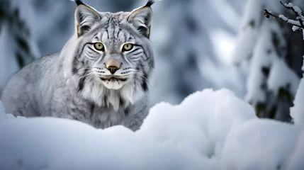 Papier Peint photo autocollant Lynx lynx in snow