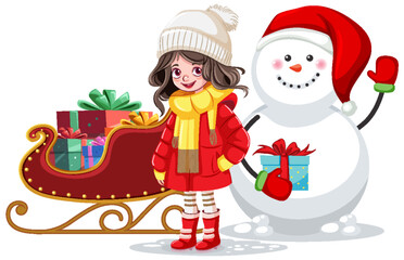 Girl at ourdoor in winter cold Christmas