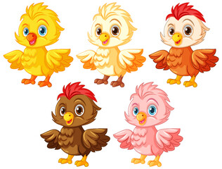 Set of baby chick cartoon character