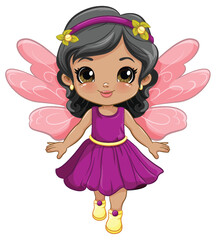 Fairy Girl in Beautiful Dress Vector