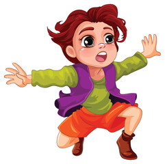 Jumping girl cartoon character