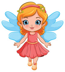 Fairy Girl in Beautiful Dress Vector