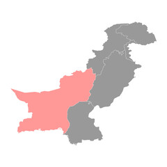 Balochistan province map, province of Pakistan. Vector illustration.
