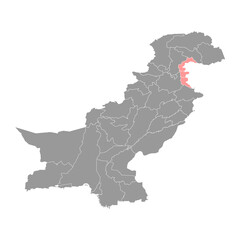 Azad Kashmir region map, administrative territory of Pakistan. Vector illustration.