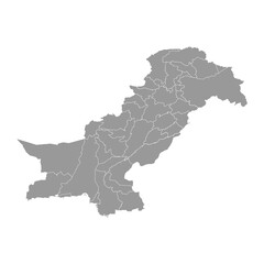 Obraz premium Map of Pakistan with administrative territory and disputed territories. Vector illustration.