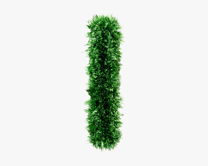Letters made of green lawn grass. 3d illustration of green plant alphabet isolated on white background