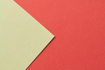 Rough kraft paper background, paper texture red green colors. Mockup with copy space for text
