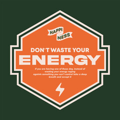 vector energy typography text design with lightning and ribbon icon on hexagon shapes