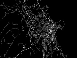 Vector road map of the city of  Scarborough in the United Kingdom on a black background.