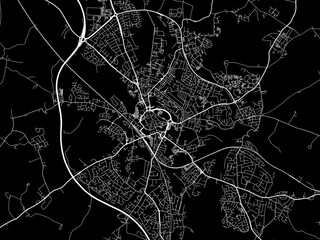 Vector road map of the city of  Stafford in the United Kingdom on a black background.