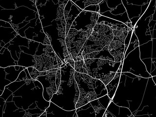 Vector road map of the city of  Worcester in the United Kingdom on a black background.