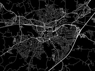 Vector road map of the city of  Taunton in the United Kingdom on a black background.
