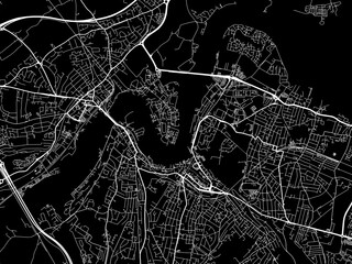 Vector road map of the city of  Rochester-Chatham-Gillingham in the United Kingdom on a black background.