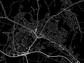Vector road map of the city of  High Wycombe in the United Kingdom on a black background.