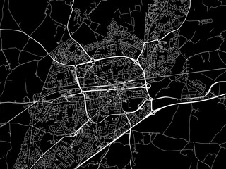 Vector road map of the city of  Basingstoke in the United Kingdom on a black background.