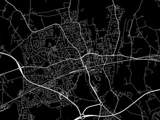 Vector road map of the city of  Maidenhead in the United Kingdom on a black background.