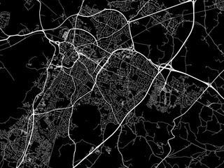 Vector road map of the city of  Gloucester in the United Kingdom on a black background.