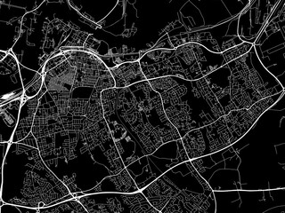 Vector road map of the city of  Middlesbrough in the United Kingdom on a black background.