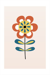 Modern Scandinavian Print, Folk Art Flowers, Norwegian Swedish Scandinavian Nordic, Printable Wall Art