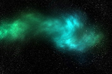 starry star with green mix indigo nebula and galactic galaxy in wide dark universe or black cosmos space like nature cloud in night sky Interstellar for background wallpaper - obrazy, fototapety, plakaty