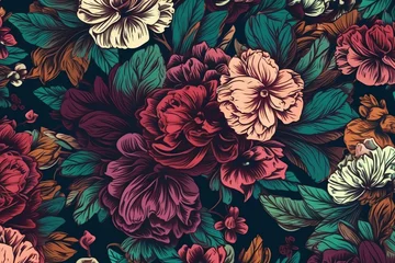 Badkamer foto achterwand Bourvardias flowers floral pattern design, Colorful, AI Generated. © HarMony