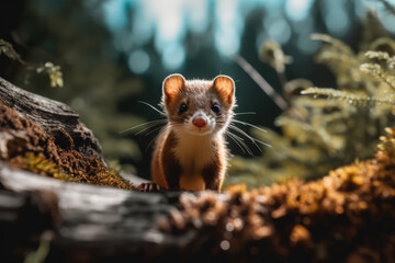 Weasel in nature, national geography, Wide life animals. AI Generated.