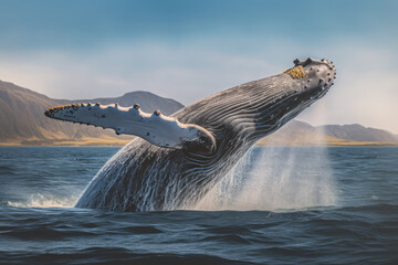 Whales in nature, national geography, Wide life animals. AI Generated.