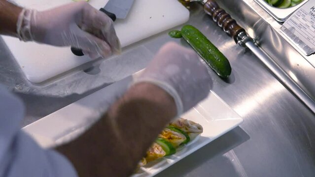Enhancing Shawarma with Pickle Accents: Plating a Shawarma Sandwich Platter
