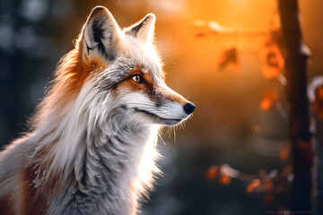 Fototapeta premium Sad red fox in the wild