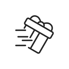Present Icon. Vector Linear Editable Sign of a Gift Box Moving Towards a Client. Ideal for Concepts of Customer Engagement, Loyalty Programs, Personalized Offers and Shopping Experiences.