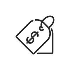 Retail Price Tag Icon. Vector Linear Editable Sign of Cost Indication, Product Labeling, and Purchase Information.