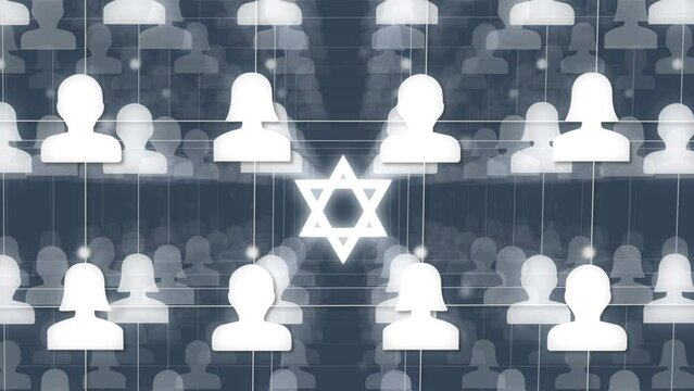 Jewish Society and  network communication, sharing ideas in the Synagogue. Global communication concept in Judaism, Digital technology, Religious background 4k