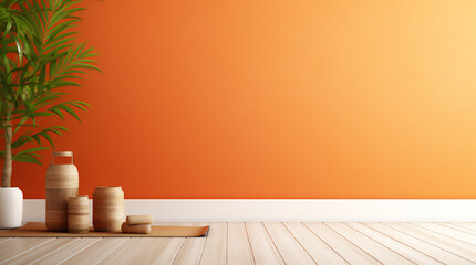 Zen Minimal Backdrop with Orange Wall. Ideal for Product Placement.
