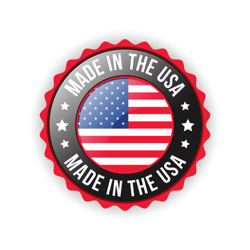 Glossy Made In USA Badge, Made In The United States,  Made In The USA emblem, American Flag, Made In USA Seal, Made In USA vector, Icons, Original Product, Vector Illustration In 3D Realistic Mood