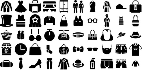 Massive Collection Of Fashion Icons Pack Isolated Vector Symbols Silhouette, Open, Making, Icon Element Isolated On White Background