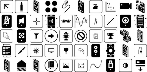 Mega Collection Of Function Icons Bundle Isolated Cartoon Elements Staff, Productivity, Duty, Teamwork Doodles Vector Illustration