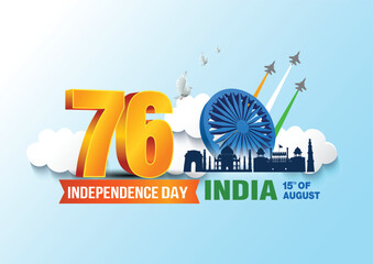 happy independence day India. 3d Ashoka chakra with Indian flag. vector illustration design