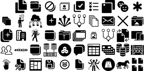 Big Set Of Multiple Icons Collection Flat Cartoon Symbols Variety, Account, Electronic, Multiple Pictograph Vector Illustration