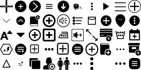 Big Collection Of More Icons Bundle Solid Concept Pictogram Dot, More, Continue, Symbol Pictogram Isolated On White Background