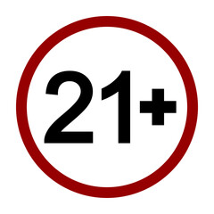 Under 21 years sign prohibition symbol.