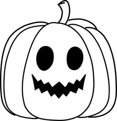 Halloween pumpkin with a smile, Jack-O-Lantern black outline 