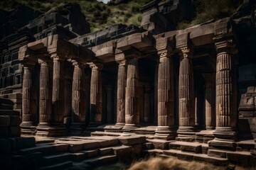 temple of apollo in delphi country wallpaper and background generated by AI