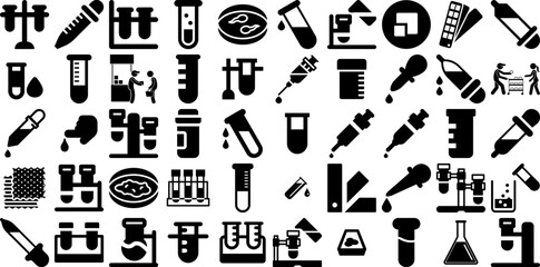 Mega Set Of Sample Icons Collection Hand-Drawn Solid Infographic Clip Art Lightweight, Icon, Cutting, Sample Symbol Isolated On White