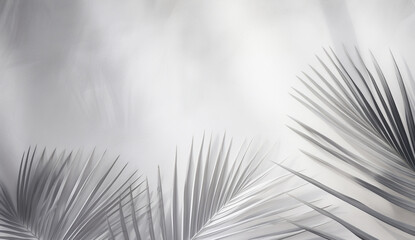 Fototapeta premium Tropical palm leaves in light gradient, pastel colors. minimal art concept. Generative AI