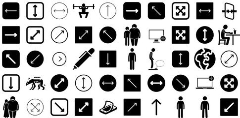Huge Set Of Thin Icons Pack Linear Cartoon Pictograms Process, Symbol, Icon, Low Signs Isolated On White Background - obrazy, fototapety, plakaty